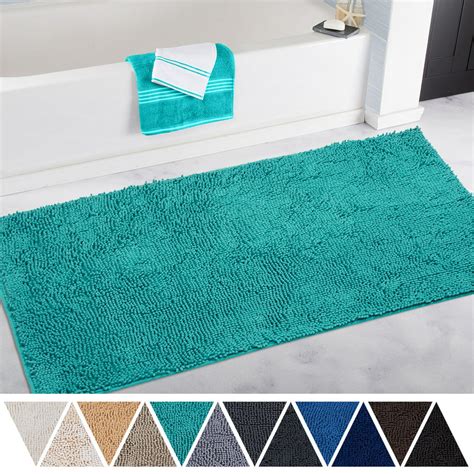 20 Bathroom Rugs Chenille 3-Piece Extra Soft and Absorbent Shag Bathroom Rugs, Machine Wash Mat, Strong PVC Non-Slip Underside, Plush Carpet Mats (Turquoise) 16x24"20x32"20x20"U shape Chenille 838 2999. . Turquoise bathroom carpet